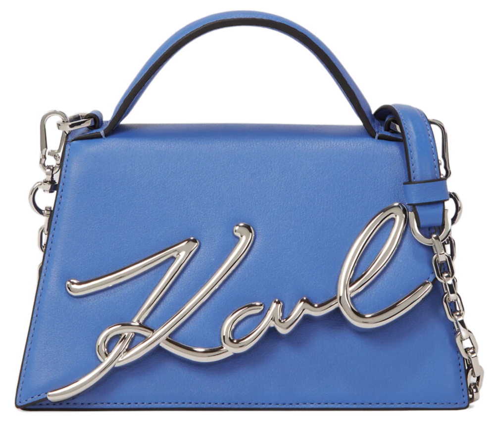 KARL LAGERFELD - PETIT SAC BANDOULIÈRE "K/SIGNATURE" BLEU ÉLECTRIQUE