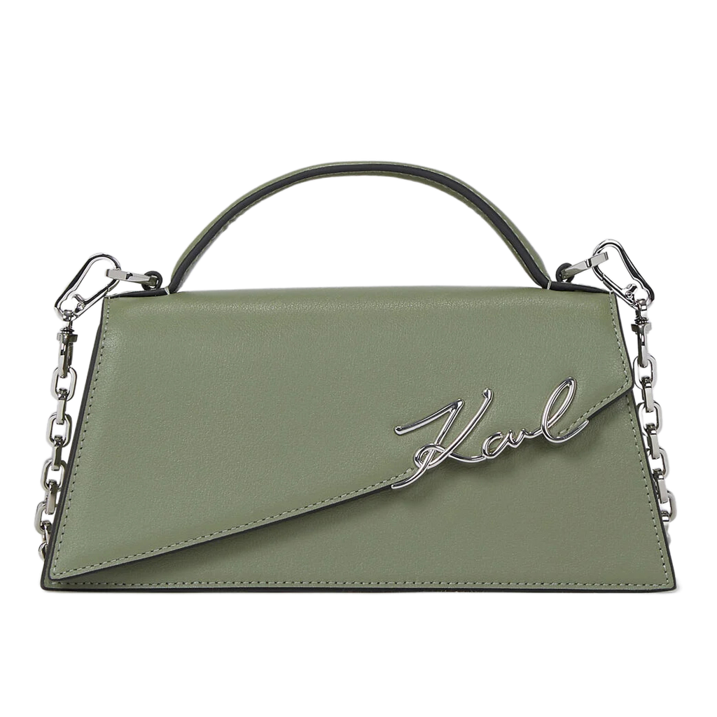KARL LAGERFELD - SCHLANKE SCHULTERTASCHE „K/SIGNATURE“ GRÜN