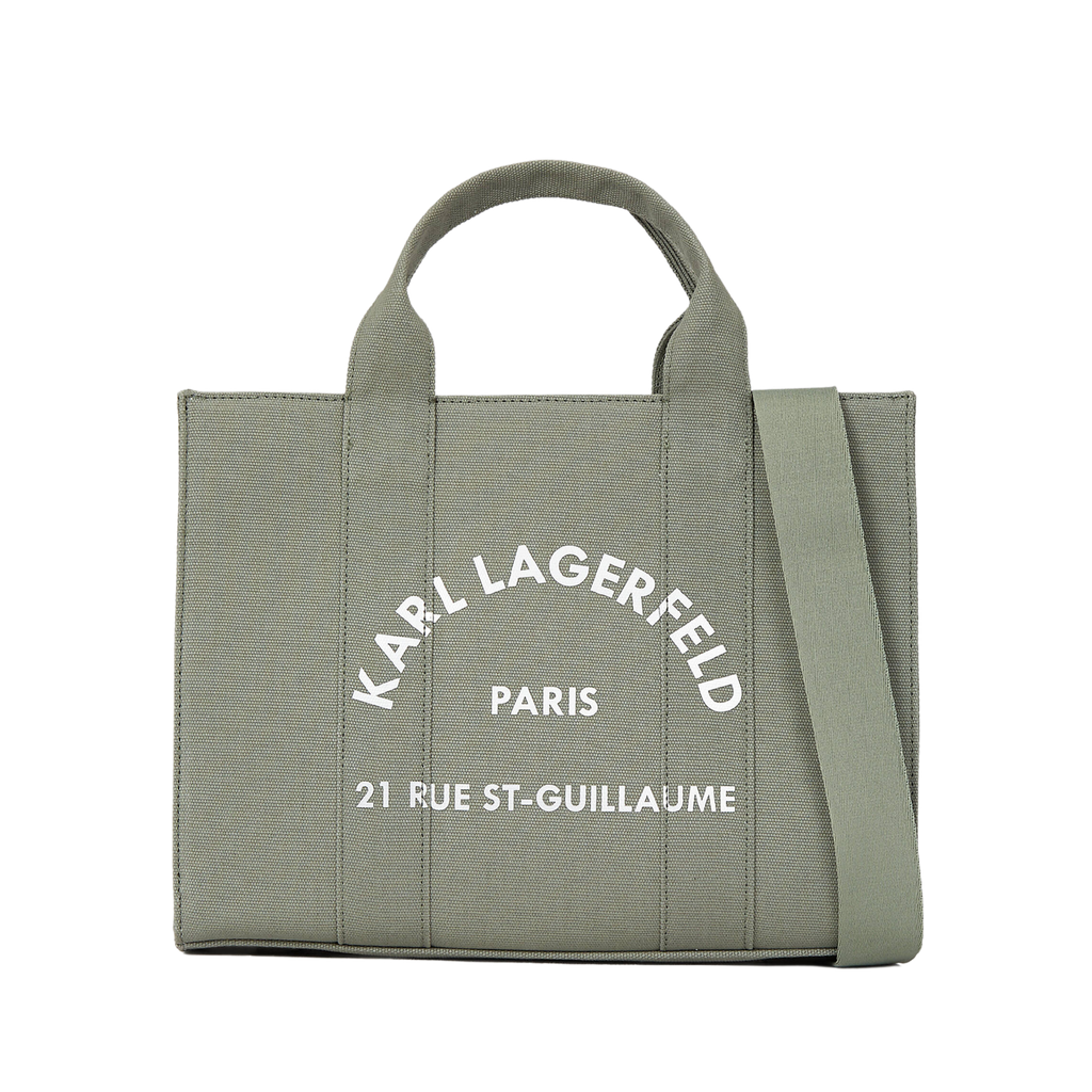 KARL LAGERFELD - MITTELGRÖSSE QUADRATISCHE EINKAUFSTASCHE "RUE ST-GUILLAUME" GRÜN