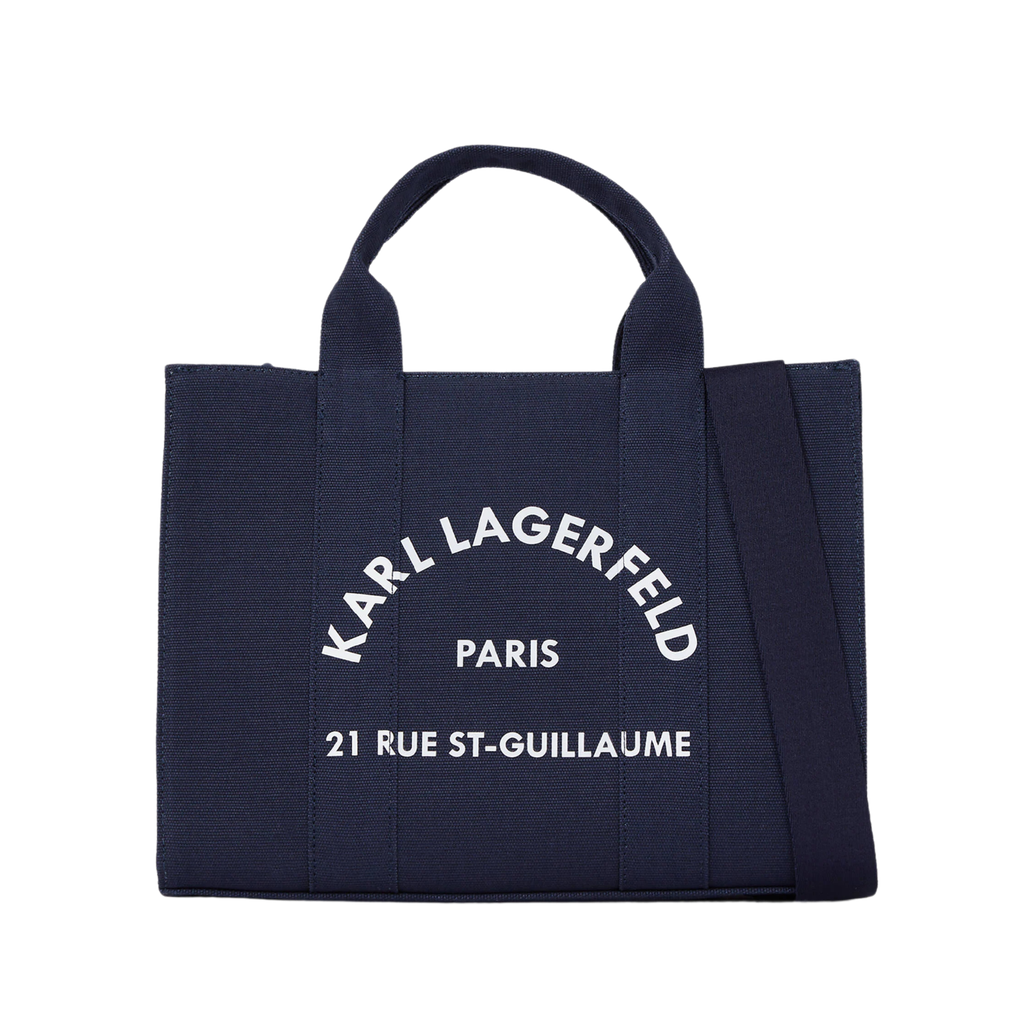 KARL LAGERFELD - CABAS CARRÉ DE TAILLE MOYENNE "RUE ST-GUILLAUME" BLEU MARINE