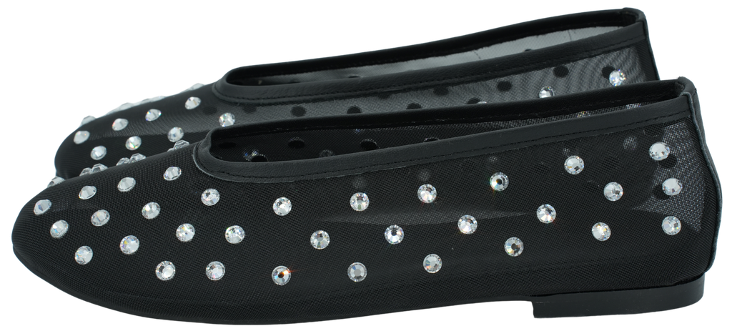 TORAL - BLACK MESH "SYBILLA" BALLERINAS WITH STUDS