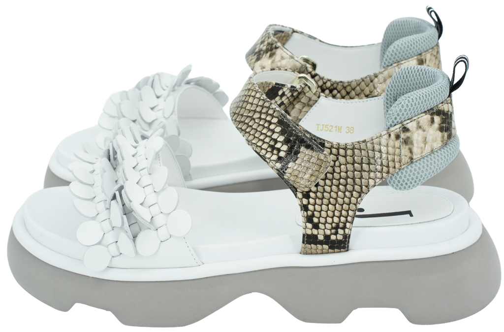 JEANNOT - WHITE SNAKE SANDALS