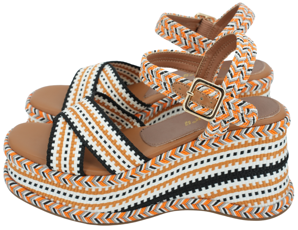 CAFÉ NOIR - ORANJE PLATFORM SANDALEN