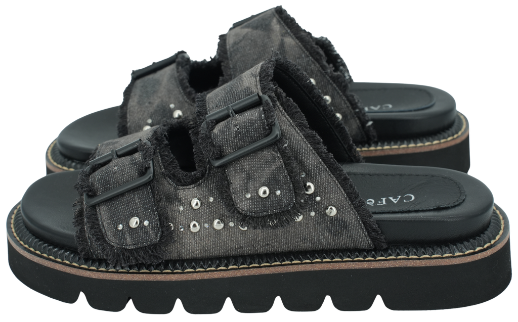 CAFÉ NOIR - DARK GREY TWO STRIPE SANDALS