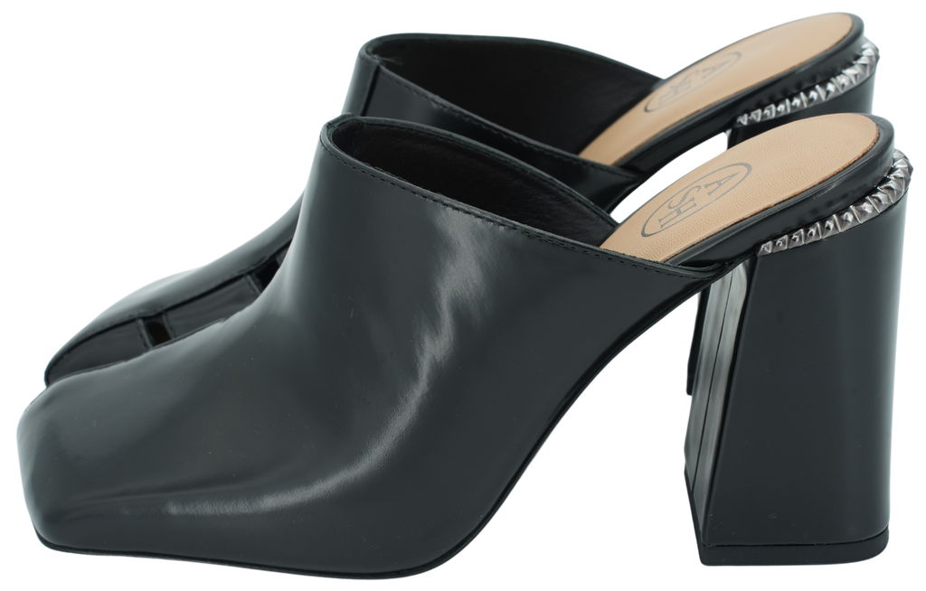 ASH - BLACK "ANGIE" HEELED MULES