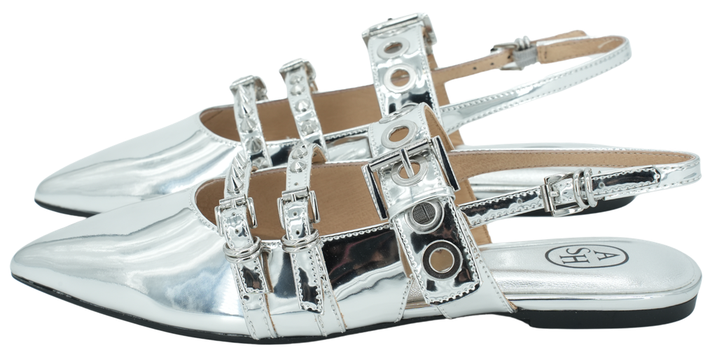 ASH - "BLONDIE" SILVER MIRROR BALLERINAS