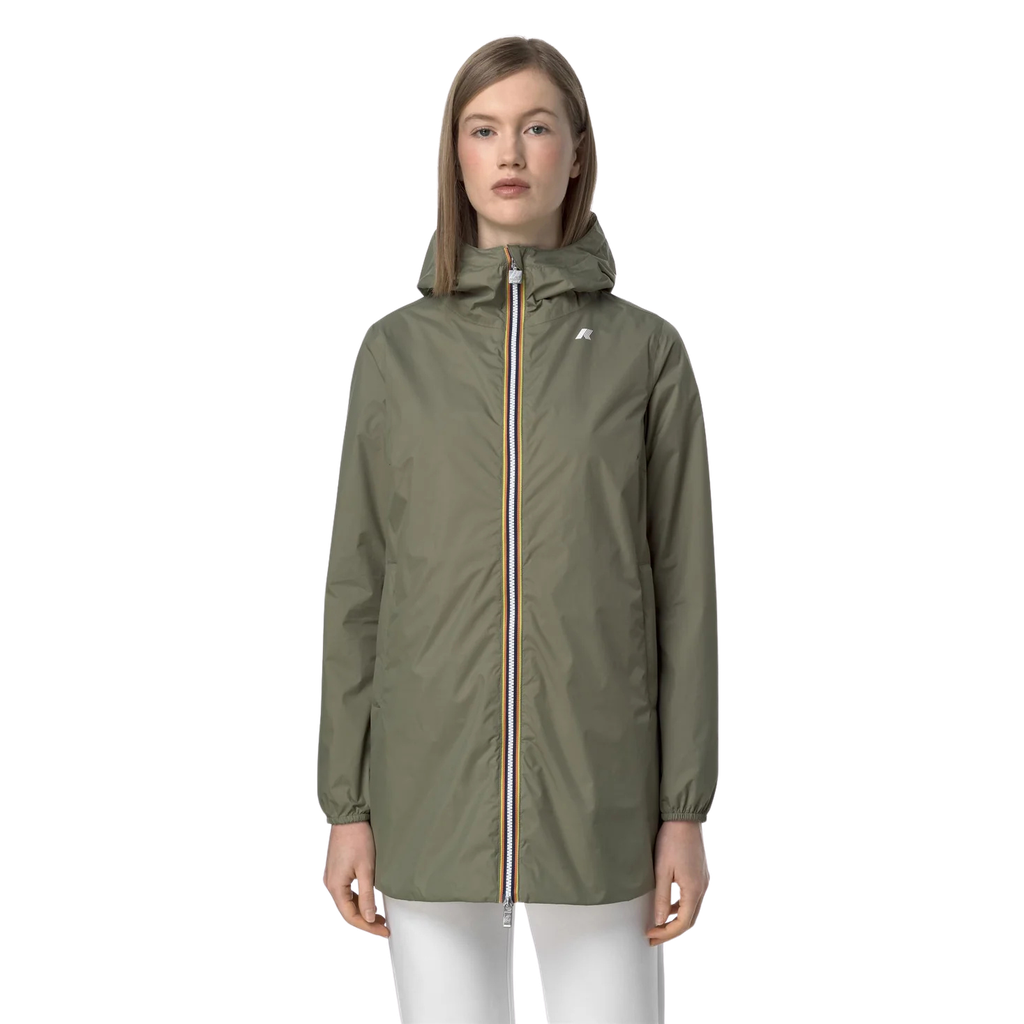 K-WAY - "SOPHIE PLUS.2 DOUBLE" KHAKI MID-LENGTH JACKET