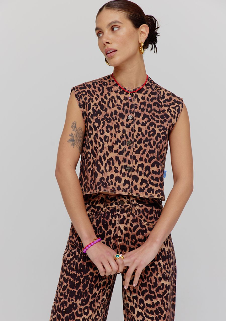 HARPER AND YVE - LEOPARD "GILLY" DENIM VEST