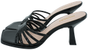 MI/MAI - MULES "ISAMU" MULTIBRIDES À BOUT CARRÉ EN CUIR VERNI NOIR 