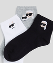 KARL LAGERFELD - "IKON" KORTE SOKKEN IN ZWART, WIT EN GRIJS