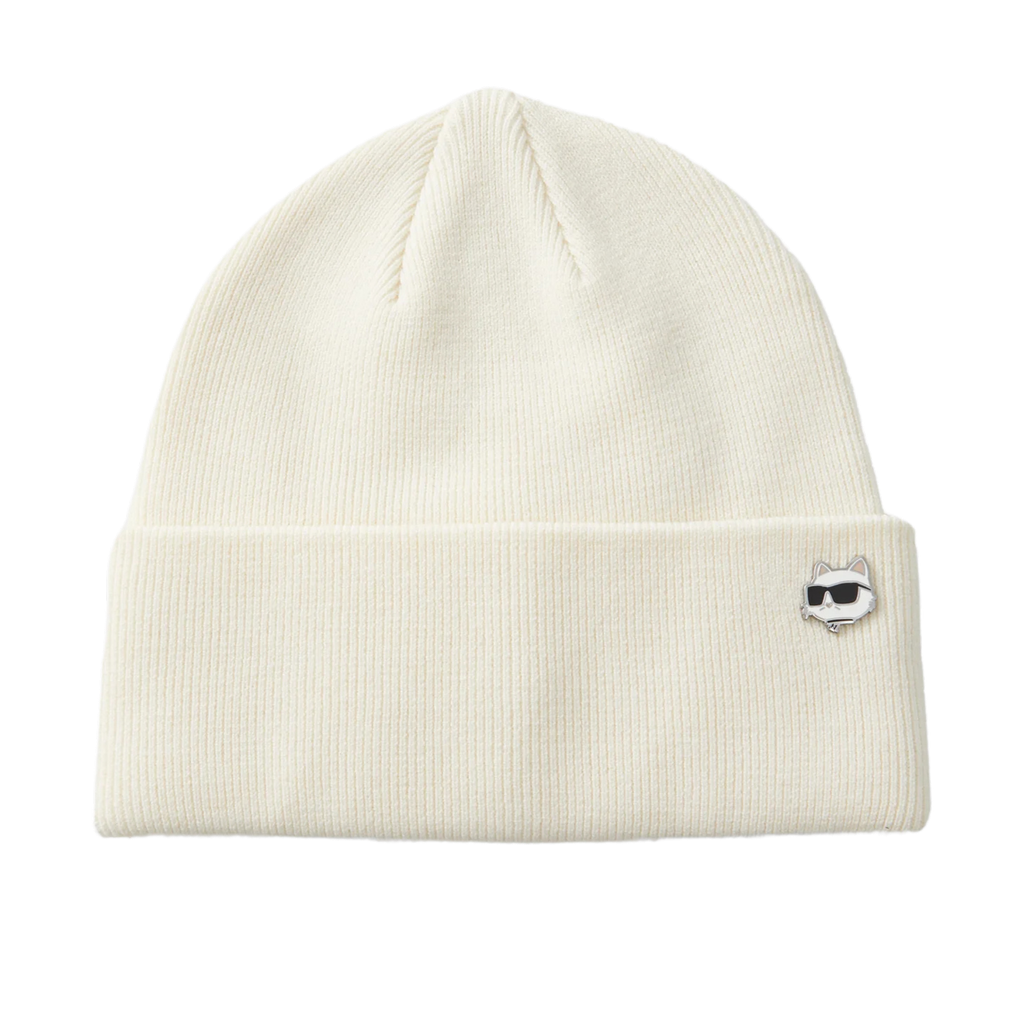KARL LAGERFELD - BONNET "IKON CHOUPETTE PIN" CRÈME