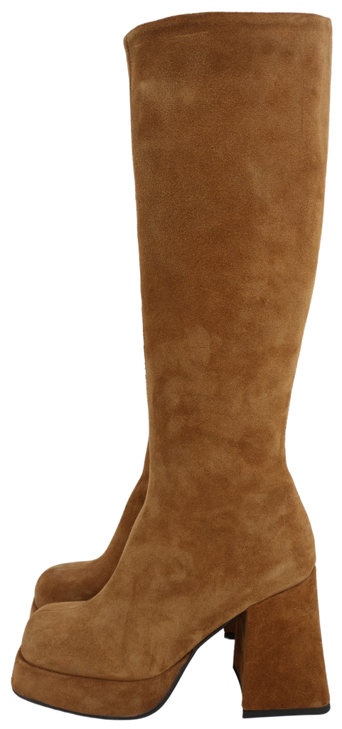 CURIOSITE - BEIGE OVER-THE-KNIELAARZENBEIGE MET HAKKEN