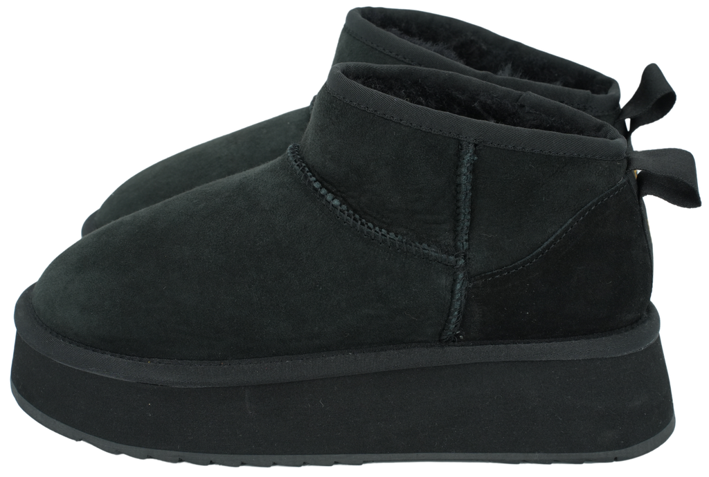 HOOR - SHORT BLACK FUR-LINED BOOTS (36)