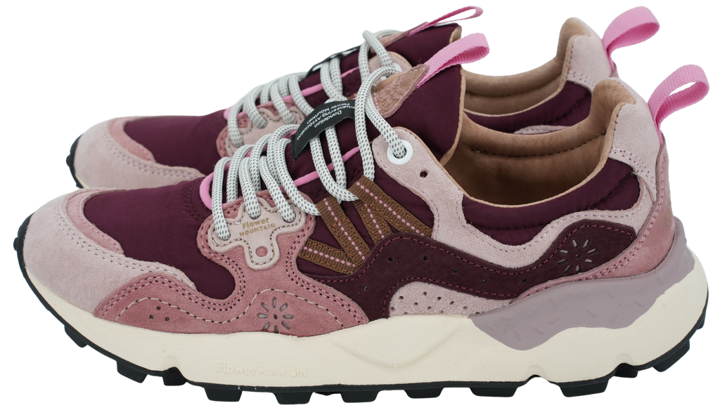 FLOWER MOUNTAIN - "YAMANO 3" PINK AND BURGUNDY SNEAKERS