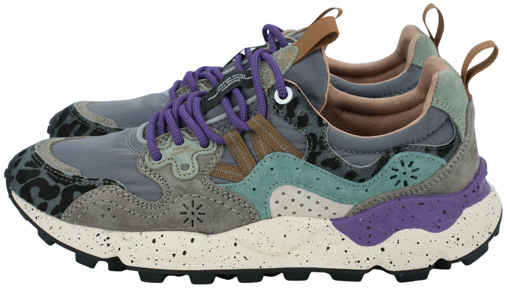 FLOWER MOUNTAIN - GRIJZE EN PAARSE "YAMANO 3" SNEAKERS