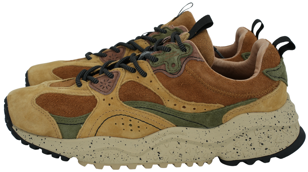 FLOWER MOUNTAIN - BRUINE EN KHAKI SNEAKERS "WAVE"