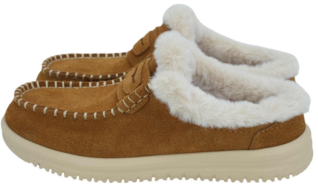 HEY DUDE - „WENDY NXT“ COGNAC-GEFÜTTERTE MULES