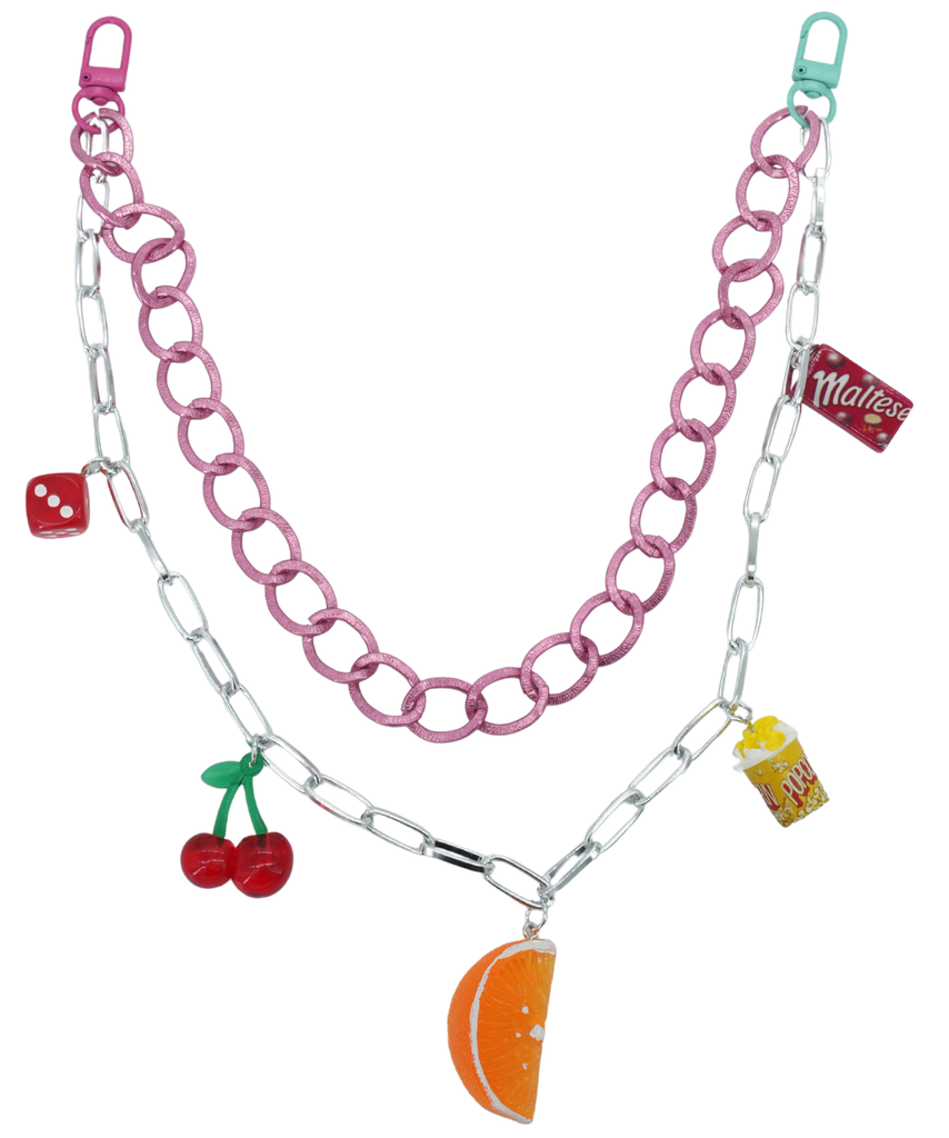 SHOUIA - "LUCKY LOOP" PINK BAG CHAIN
