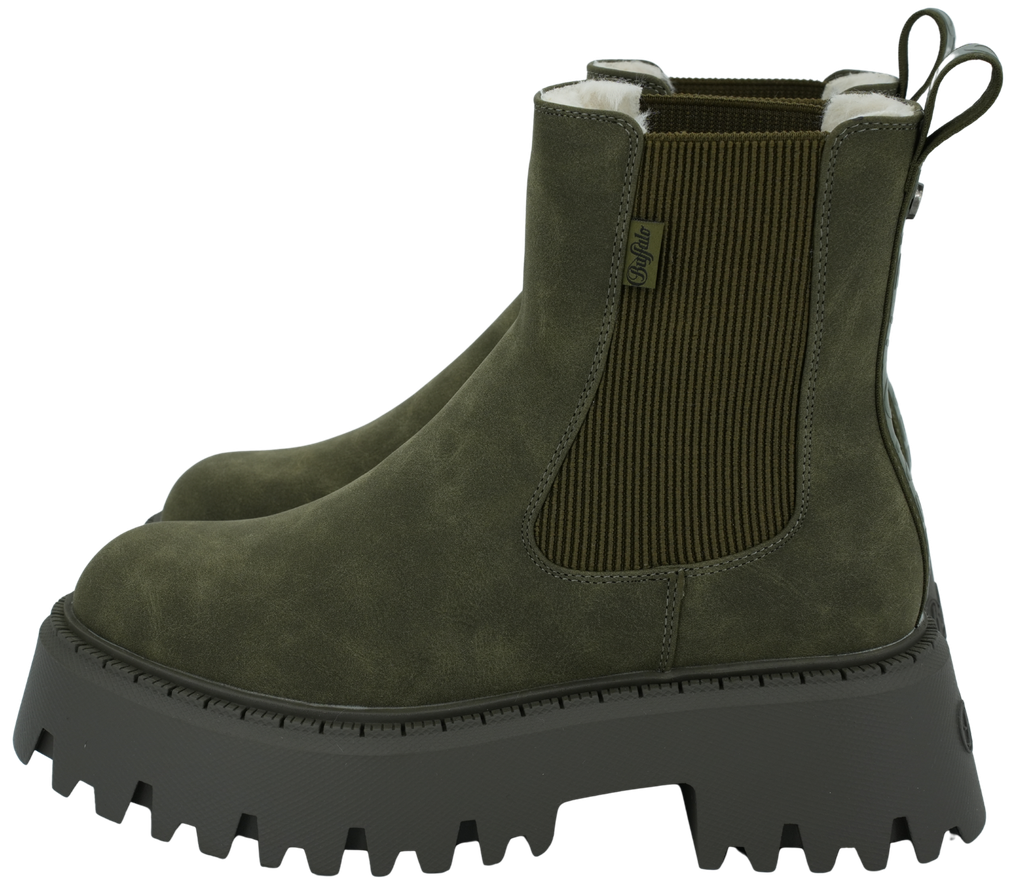 BUFFALO - BOOTS CHELSEA "ASPEN" KAKIS FOURRÉES