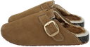 ISOTONER - CAMEL FUR-LINED CLOGS WITH WHITE STITCHING