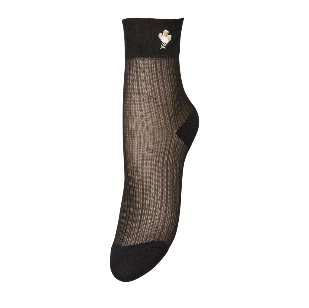 BECKSÖNDERGAARD -  "FLORAL SHEER" SOCKS (37-39, Noir)