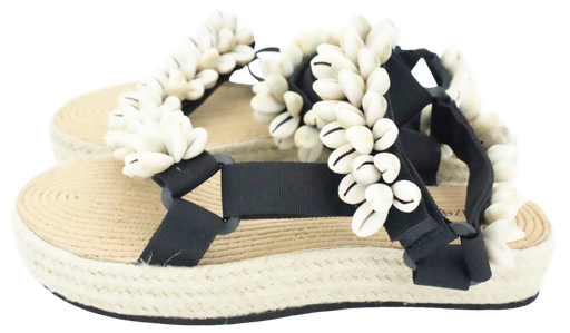 ARIZONA LOVE - BLACK "TREKKY RAFFIA" AND SHELL SANDALS