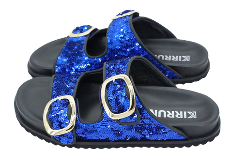 KIRRUNA - "CORDOBA 06" DOUBLE-STRAP SANDALS WITH BLUE SEQUINS