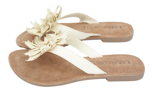 LAZAMANI - SANDALEN MET WITTE BLOEMEN