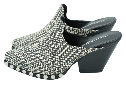 NOA HARMON - SABOTS À TALONS "ELBA COWBOY" BLANCHES ET NOIRES