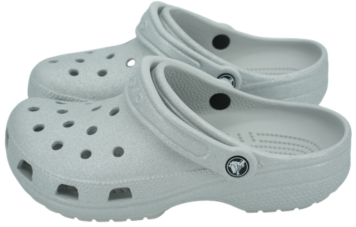 CROCS - KLASSIEKE ZILVEREN GLITTERKLOMPEN