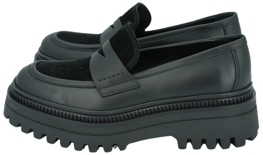 ELVIO ZANON - ZWARTE MOCASSINS VAN BI-MATERIAAL