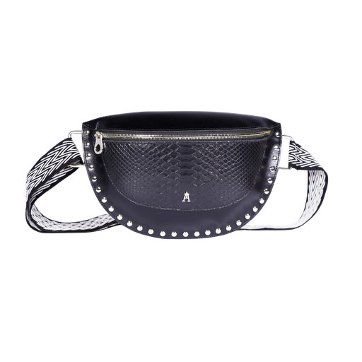 CRAIE STUDIO - GÜRTELTASCHE „SMILE“ AUS SCHWARZEM PYTHONLEDER