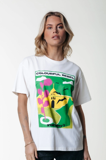 COLOURFULREBEL - T-SHIRT „MOTEL SCENERY“ – OFF-WHITE