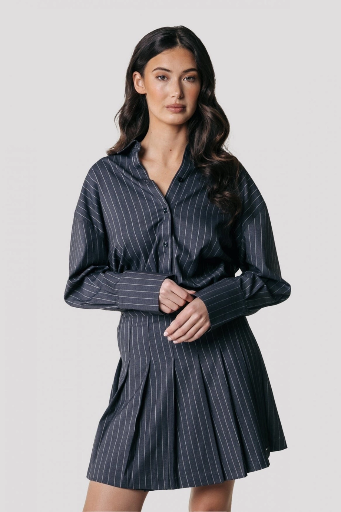 COLOURFUL REBEL - PLEATED SKIRT "SHALINE" - ANTHRACITE