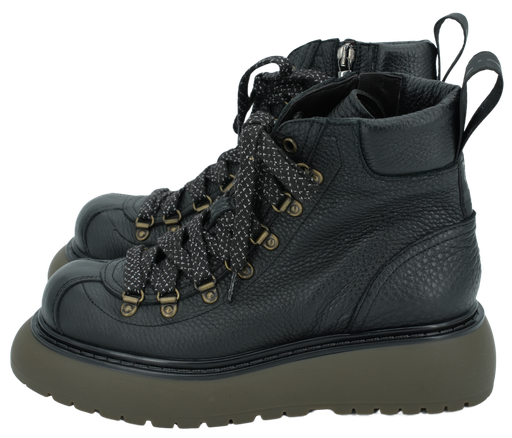LAURA BELLARIVA - SCHWARZE STIEFEL MIT KHAKI-SOHLEN