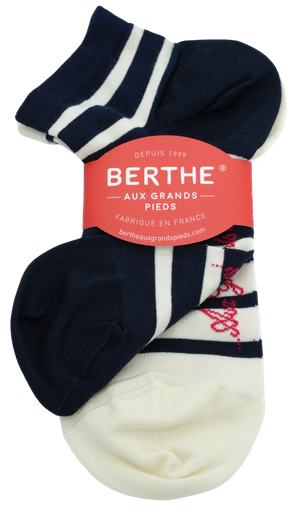 BERTHE AUX GRANDS PIEDS - SOCQUETTES EN SOIE RAYÉES ASYMÉTRIQUES