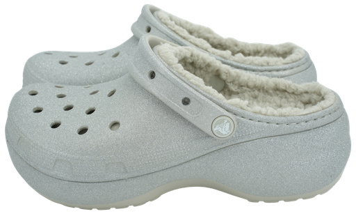 CROCS - ZILVEREN OPGEBOUWDE GLITTERKLOMPEN