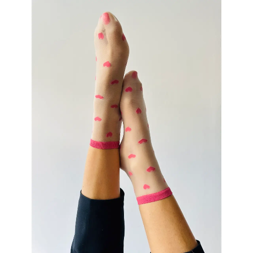 SOCKETTE - CHAUSSETTES TRANSPARENTES PETITS COEURS