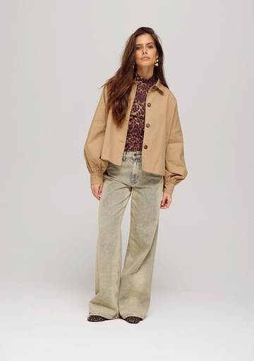 HARPER AND YVE - VESTE "RYLEE" BEIGE ET LÉOPARD