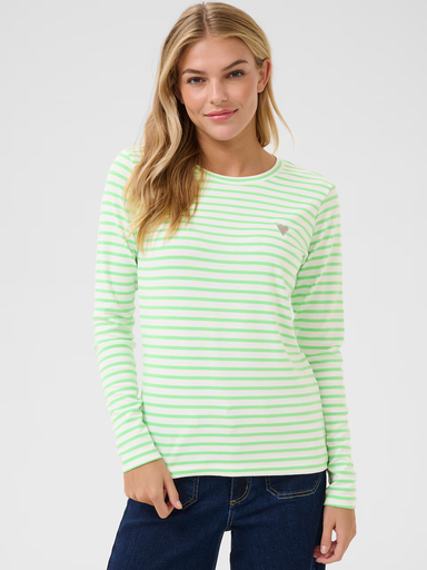 KAFFE - "LIDDY" WHITE AND GREEN LONG SLEEVE T-SHIRT