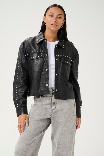 KAFFE - BLACK LEATHER JACKET "KACASSIE"