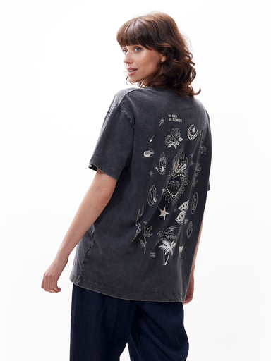 CATWALK JUNKIE - GRAY OVERSIZED GRAPHIC T-SHIRT