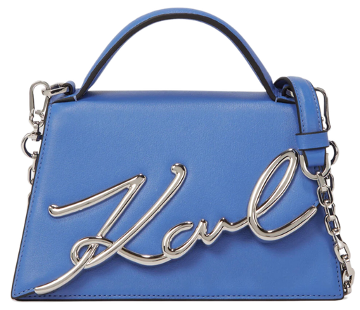 KARL LAGERFELD - PETIT SAC BANDOULIÈRE "K/SIGNATURE" BLEU ÉLECTRIQUE