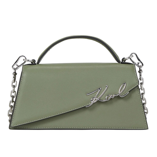KARL LAGERFELD - SCHLANKE SCHULTERTASCHE „K/SIGNATURE“ GRÜN