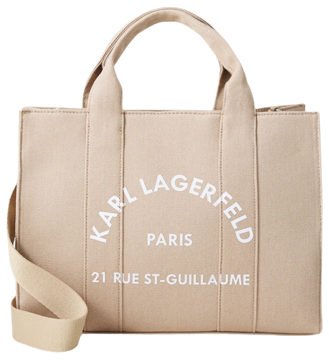 KARL LAGERFELD - CABAS CARRÉ DE TAILLE MOYENNE "RUE ST-GUILLAUME" BEIGE