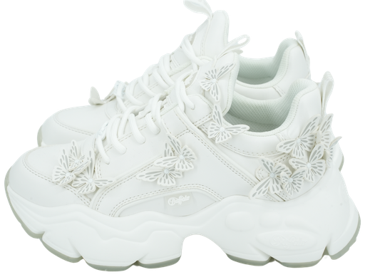 BUFFALO - WHITE "BINARY BUTTERFLIES" SNEAKERS