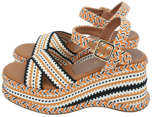 CAFÉ NOIR - ORANJE PLATFORM SANDALEN