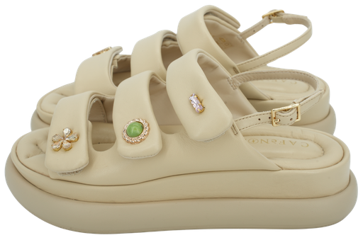 CAFÉ NOIR - BEIGE SANDALEN MET JUWELEN