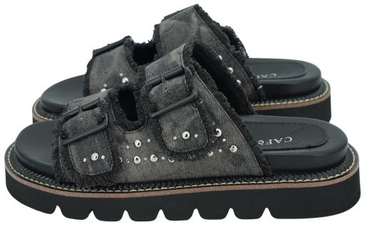 CAFÉ NOIR - DONKERGRIJZE SANDALEN MET TWEE STREPEN