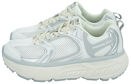 FESSURA - WHITE AND SILVER "TRAIL DVL" SNEAKERS